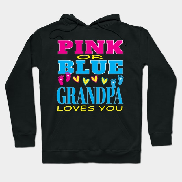 Pink Or Blue Grandpa Loves You Baby Gender Reveal Party Shower Hoodie by Envision Styles